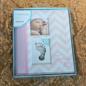 Pearhead Pink Chevron Baby Book